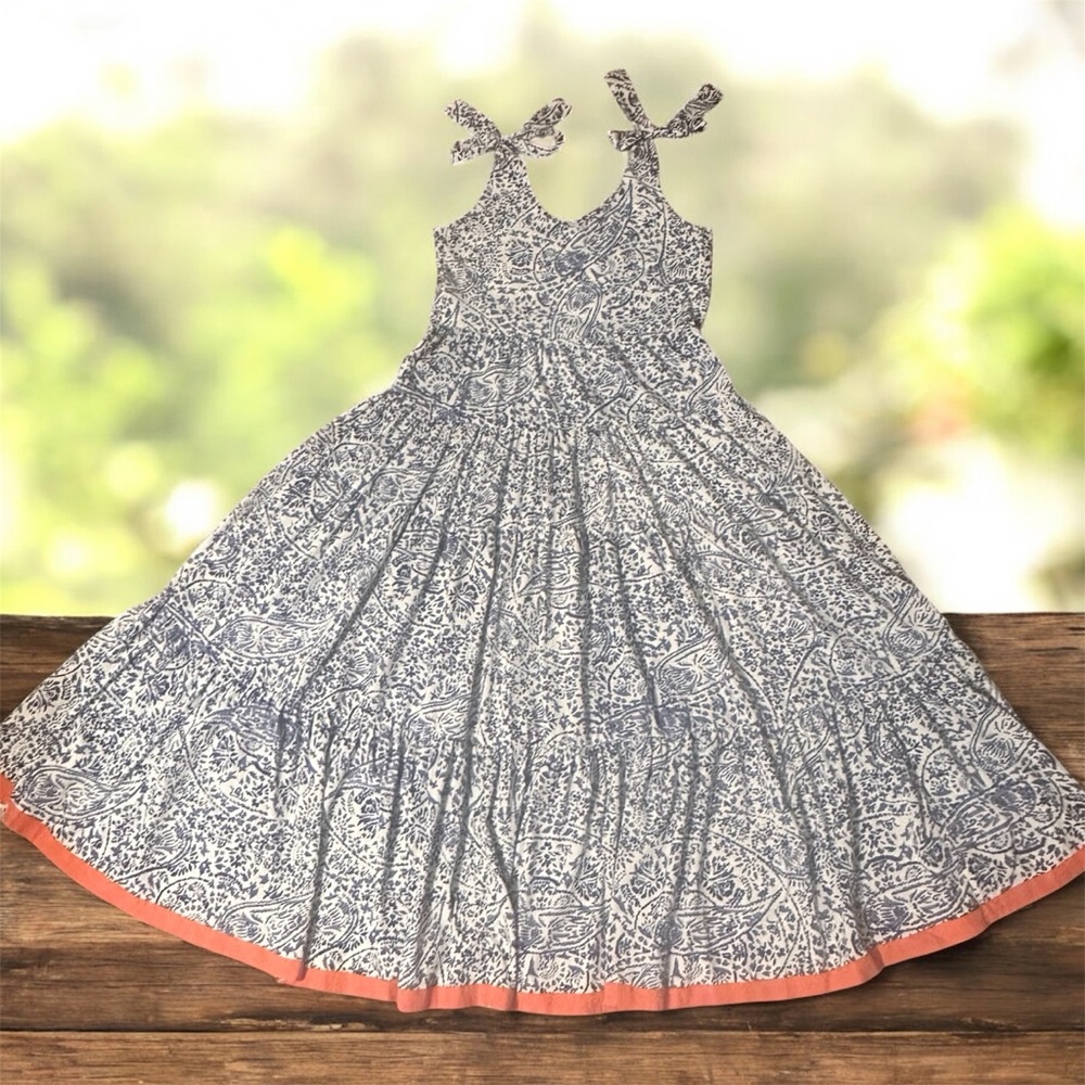 THML‎ Women's Dress with Blue Pattern and Orange Trim